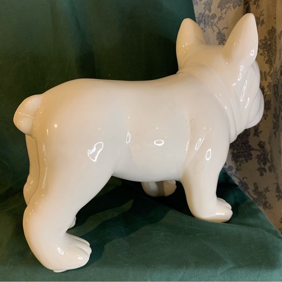 Large 13" White Ceramic French Bulldog Statue - Picture 5 of 8